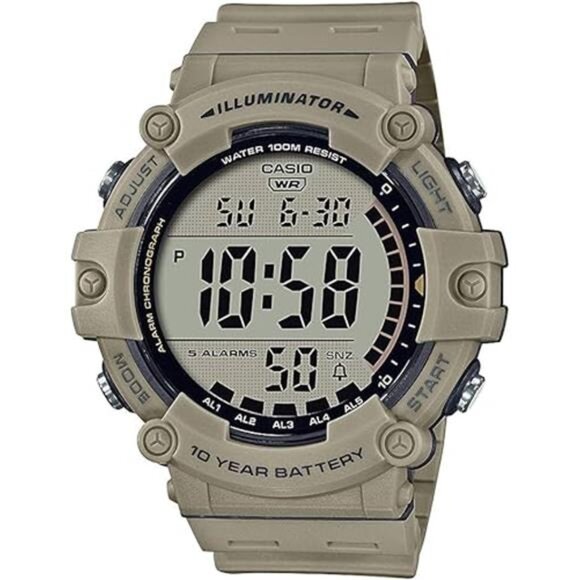 10-Year Battery | LED Backlight|5-Alarms|1/100 Sec Stopwatch|Men's Digital Watch - Picture 4 of 4